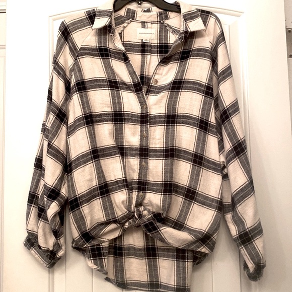 American Eagle flannel with bubble sleeve size L - Picture 1 of 3